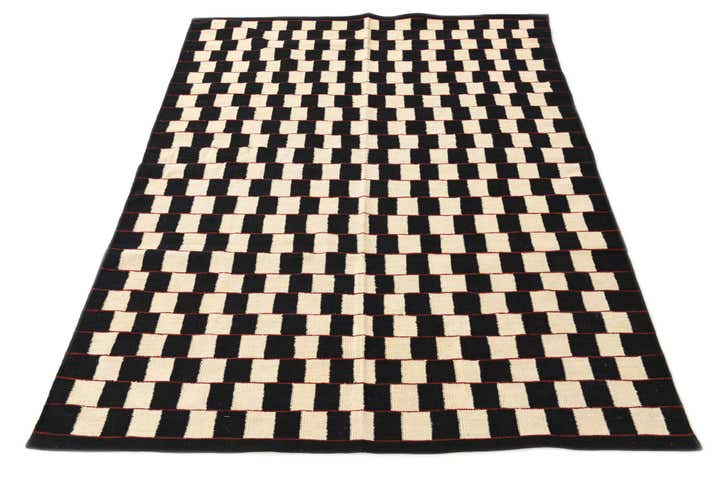 4' 11 x 6' 5 Hand Woven Kilim Modern Wool Rug