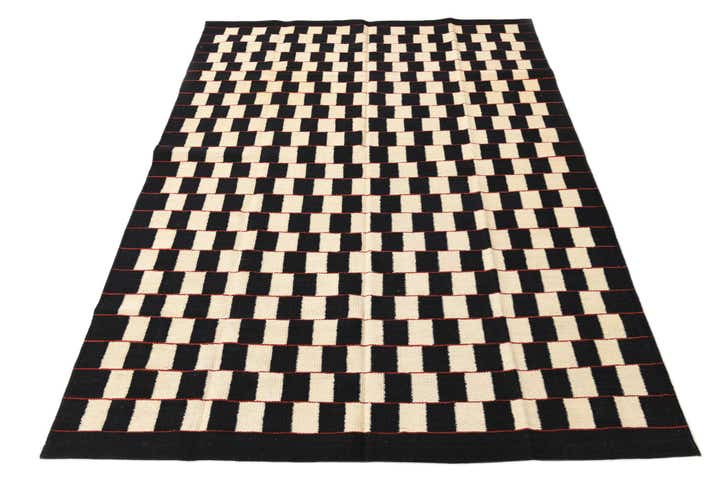 4' 9 x 6' 5 Hand Woven Kilim Modern Wool Rug