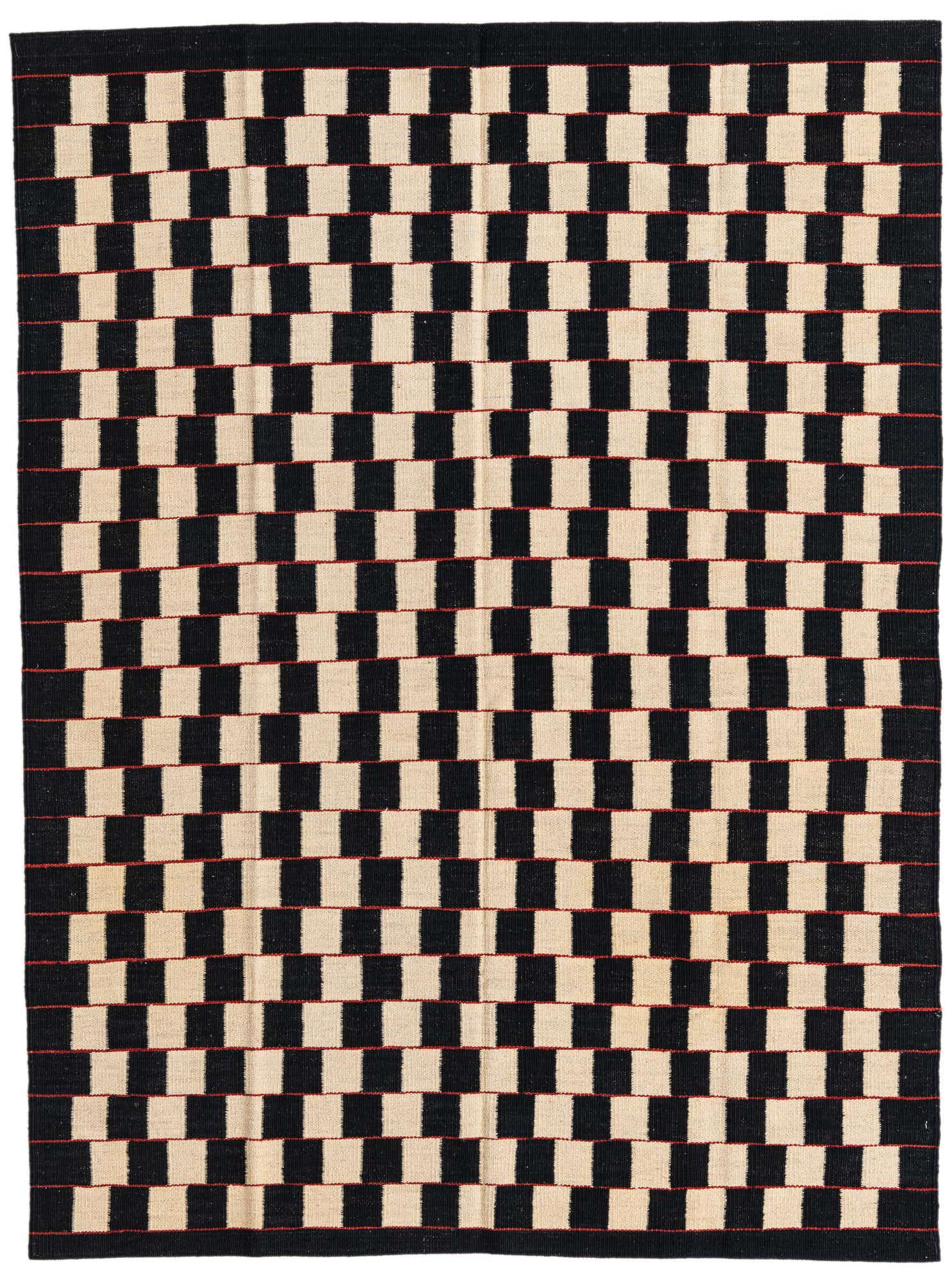 4' 9 x 6' 5 Hand Woven Kilim Modern Wool Rug