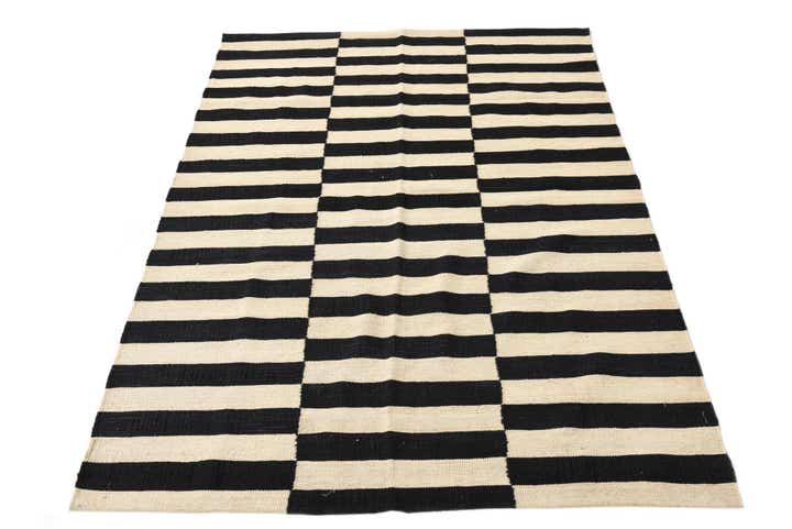 4' 3 x 5' 10 Hand Woven Kilim Modern Wool Rug