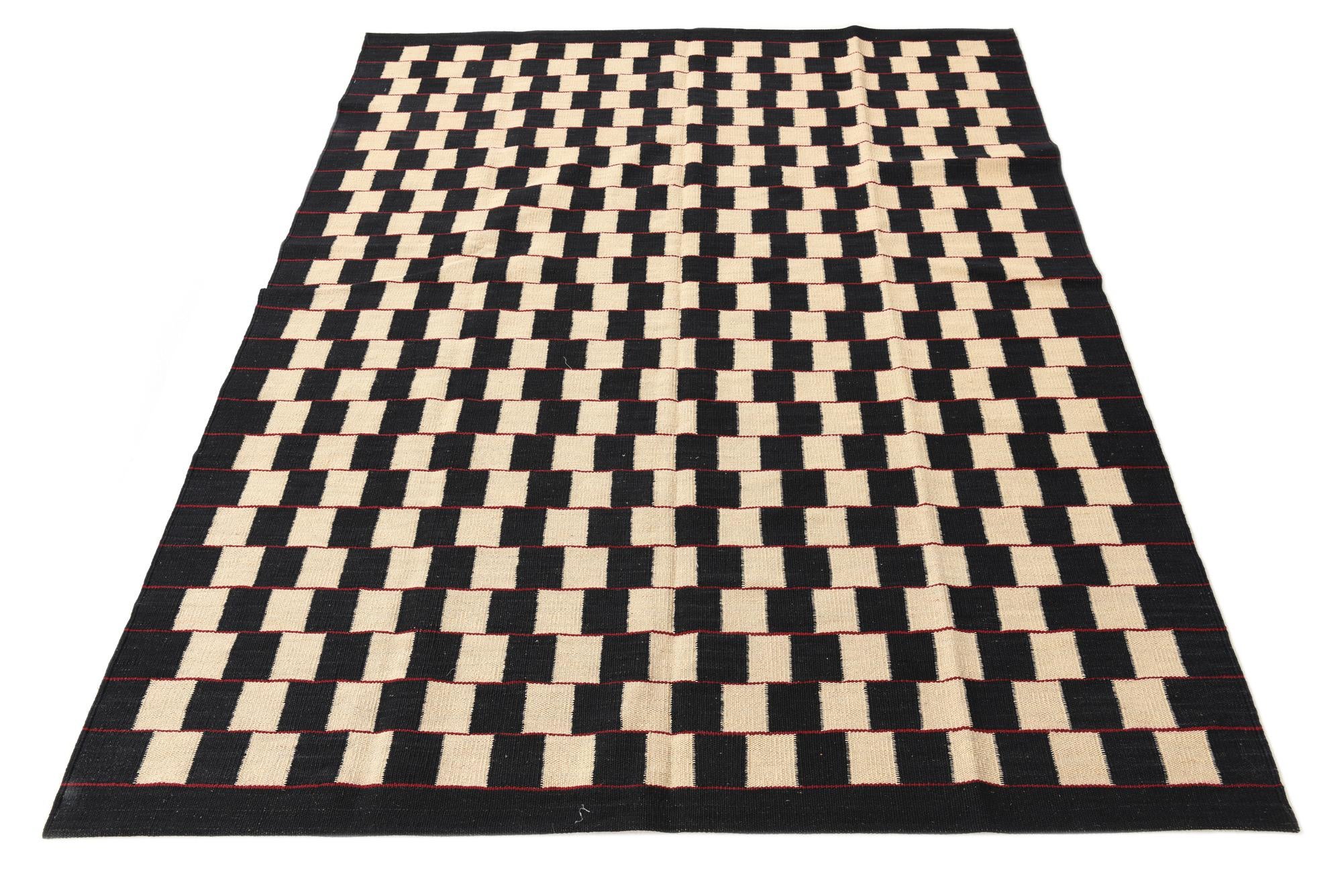 150cm x 195cm Hand Woven Kilim Modern Wool Rug