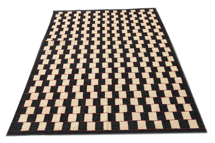 Detail image of 5' x 6' 3 Hand Woven Kilim Modern Wool Rug