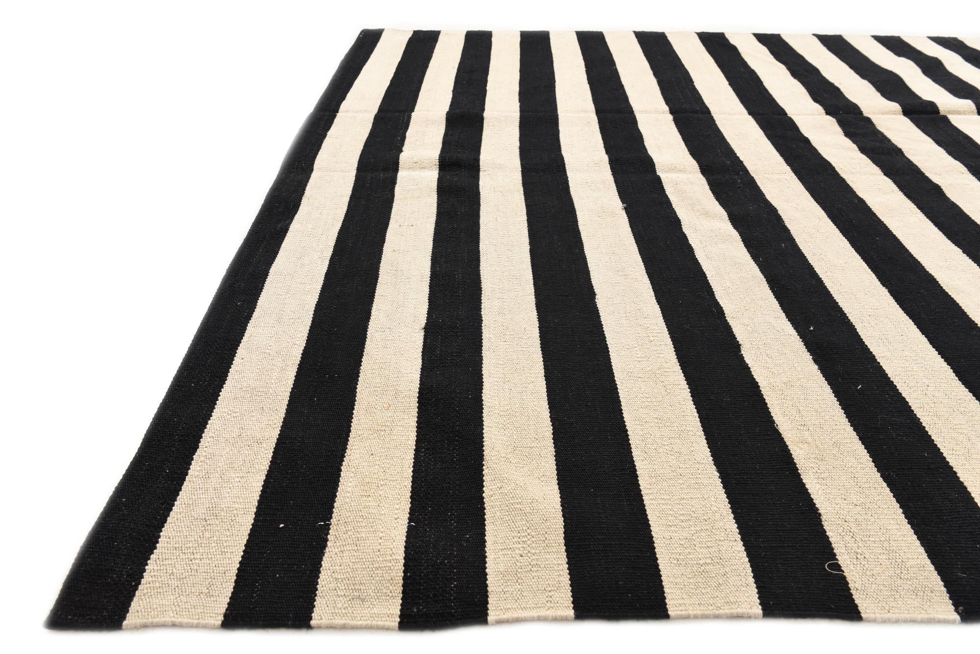 5' 6 x 8' 1 Hand Woven Kilim Modern Wool Rug