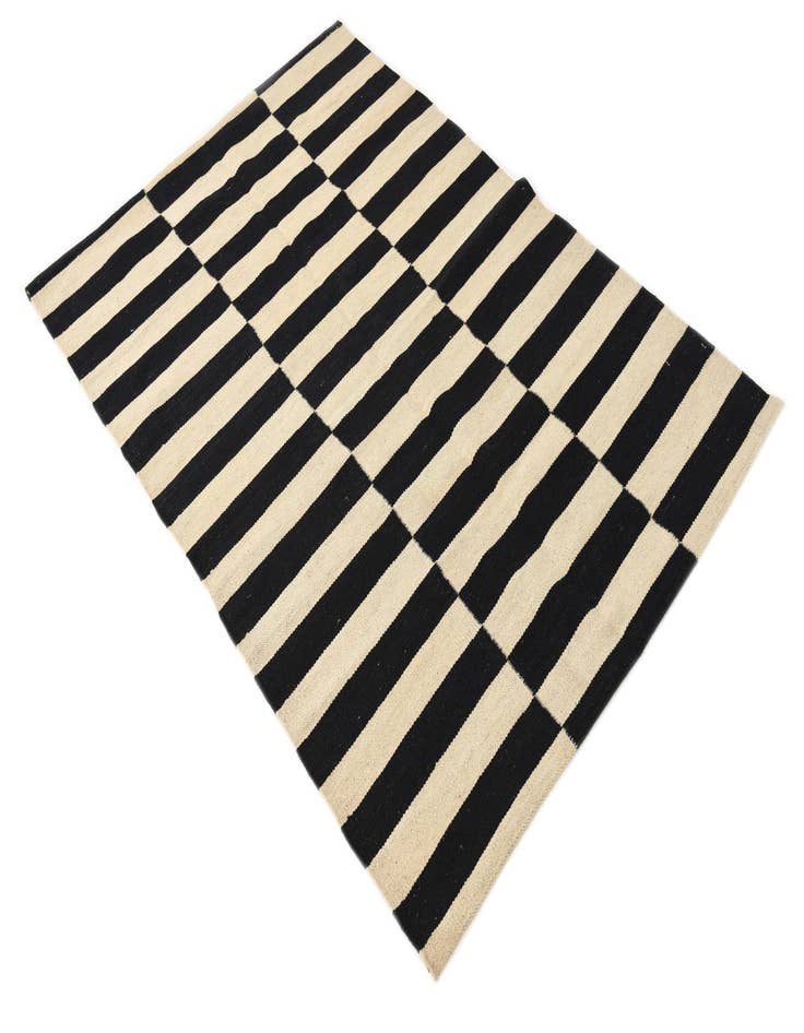 Detail image of 3' 4 x 4' 9  Hand Woven Kilim Modern Wool Rug