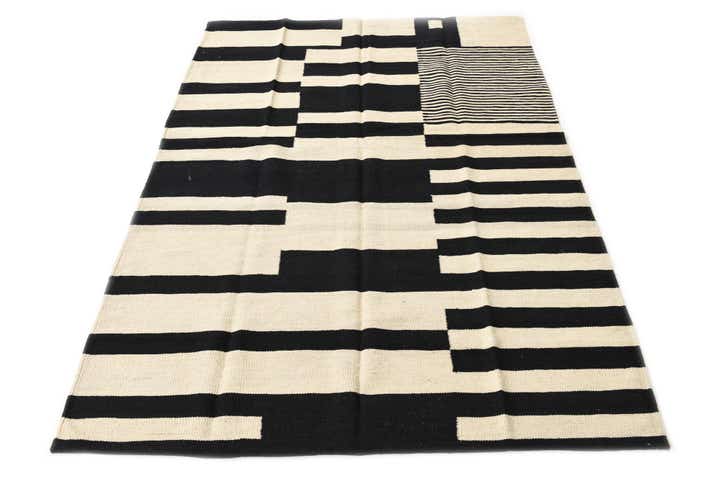 4' 8 x 6' 3 Hand Woven Kilim Modern Wool Rug