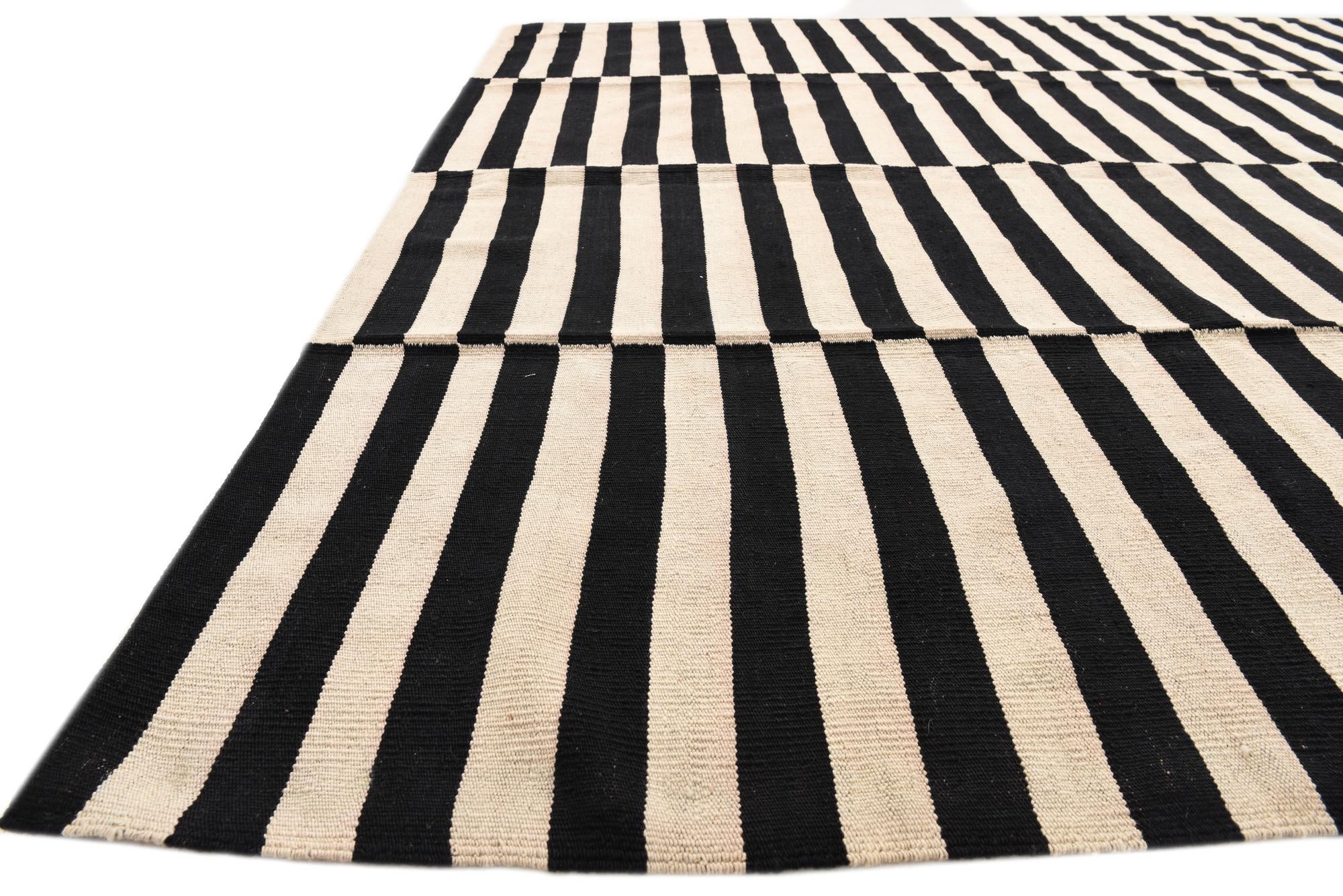8' x 11' Hand Woven Kilim Modern Wool Rug