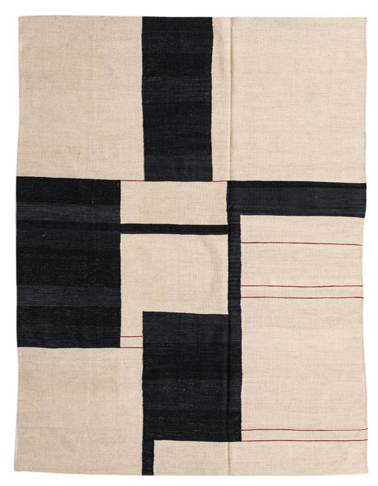 Detail image of 6' x 7' 7 Hand Woven Kilim Modern Wool Rug