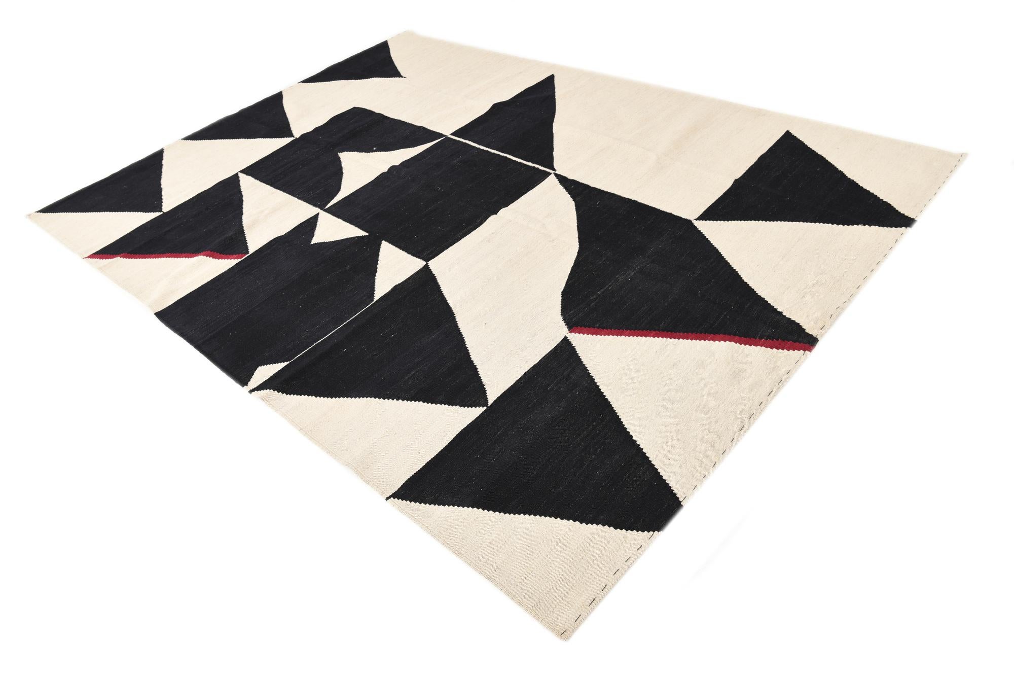 7' x 9' 6 Hand Woven Kilim Modern Wool Rug