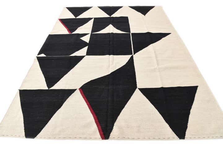 7' x 9' 6 Hand Woven Kilim Modern Wool Rug
