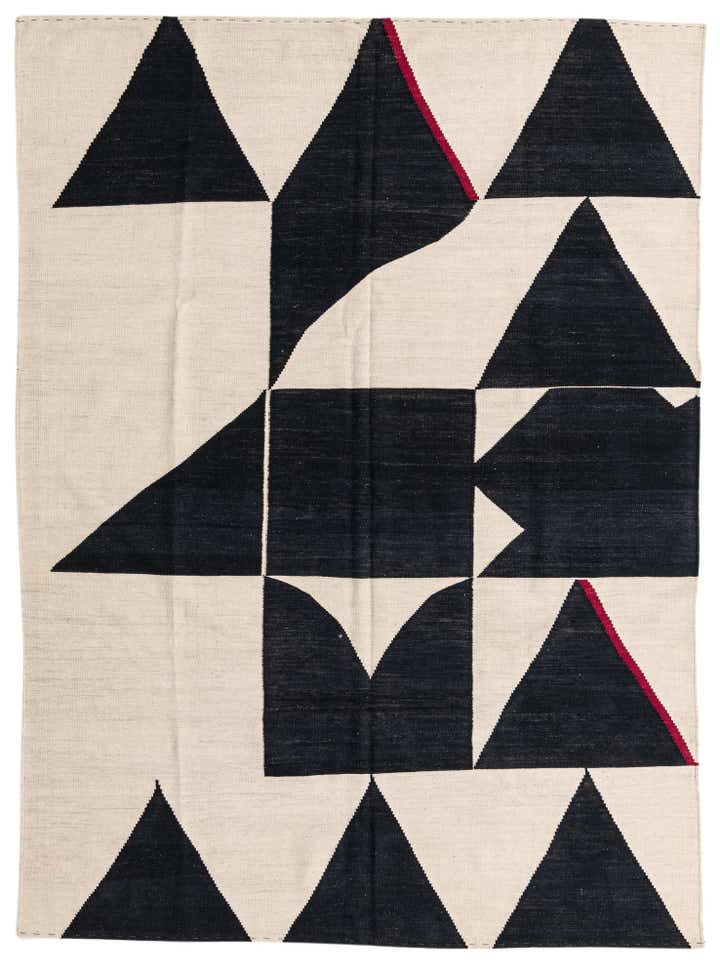 7' x 9' 6 Hand Woven Kilim Modern Wool Rug