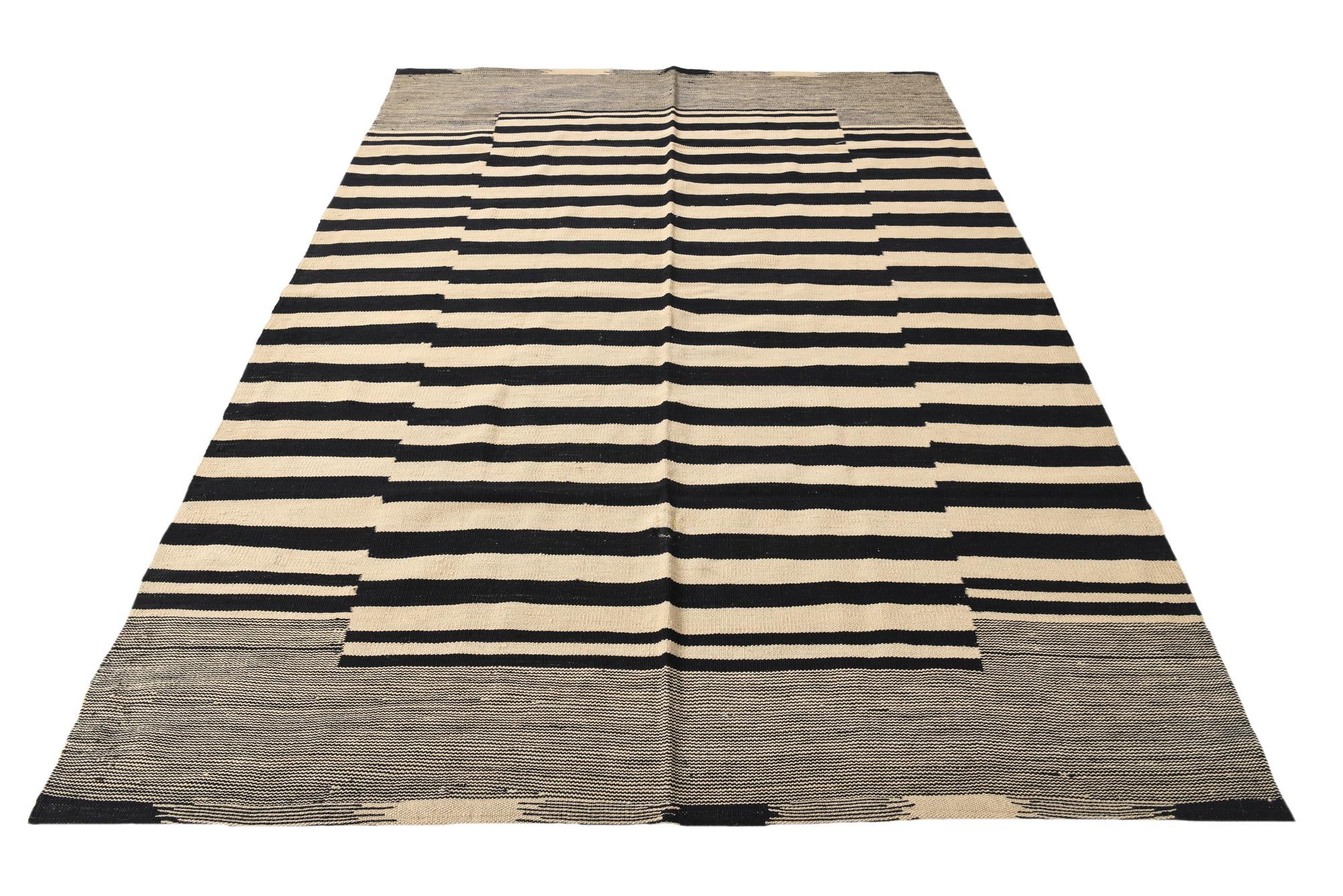 5' 6 x 7' 8 Hand Woven Kilim Modern Wool Rug