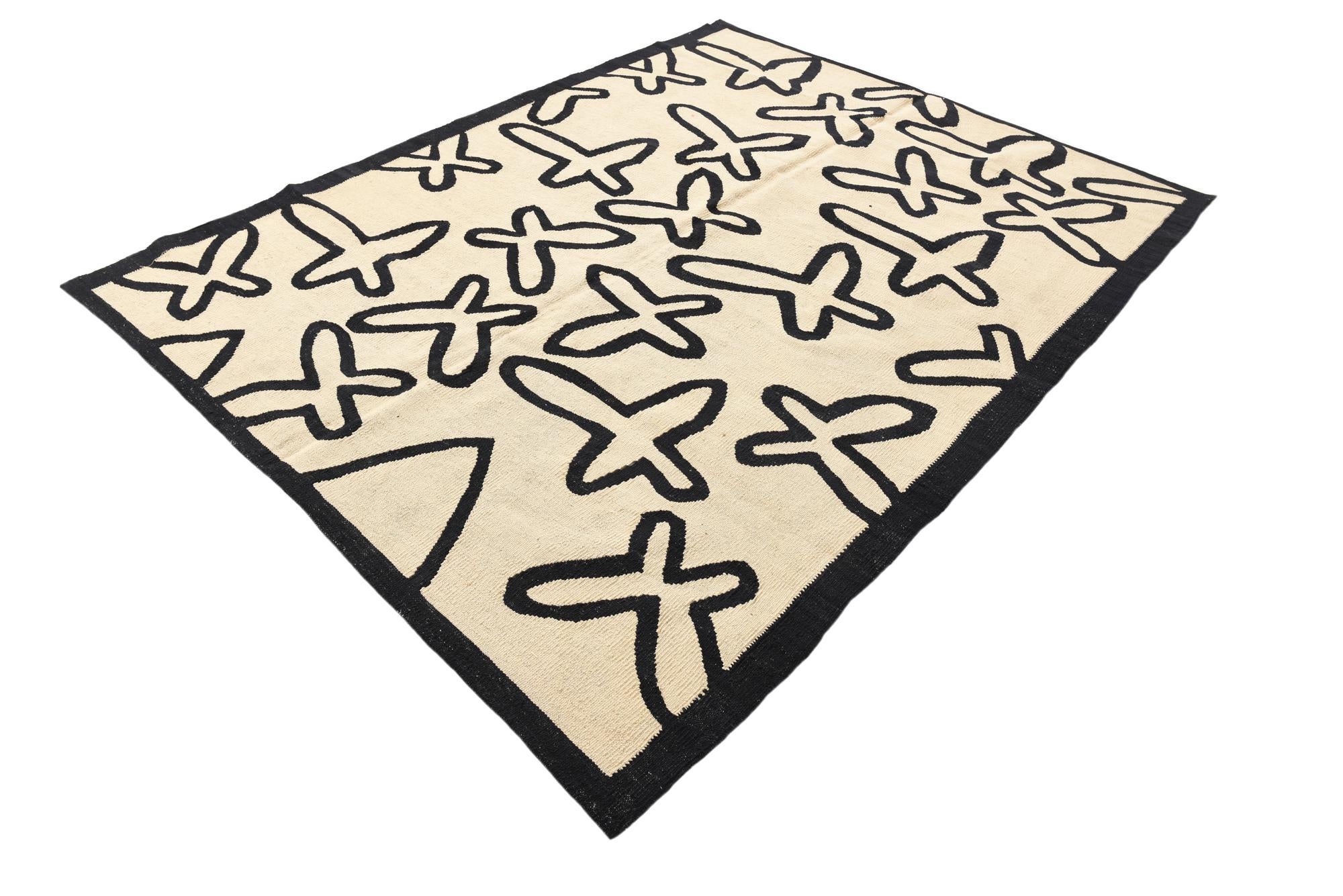 5' 2 x 6' 5 Hand Woven Kilim Modern Wool Rug