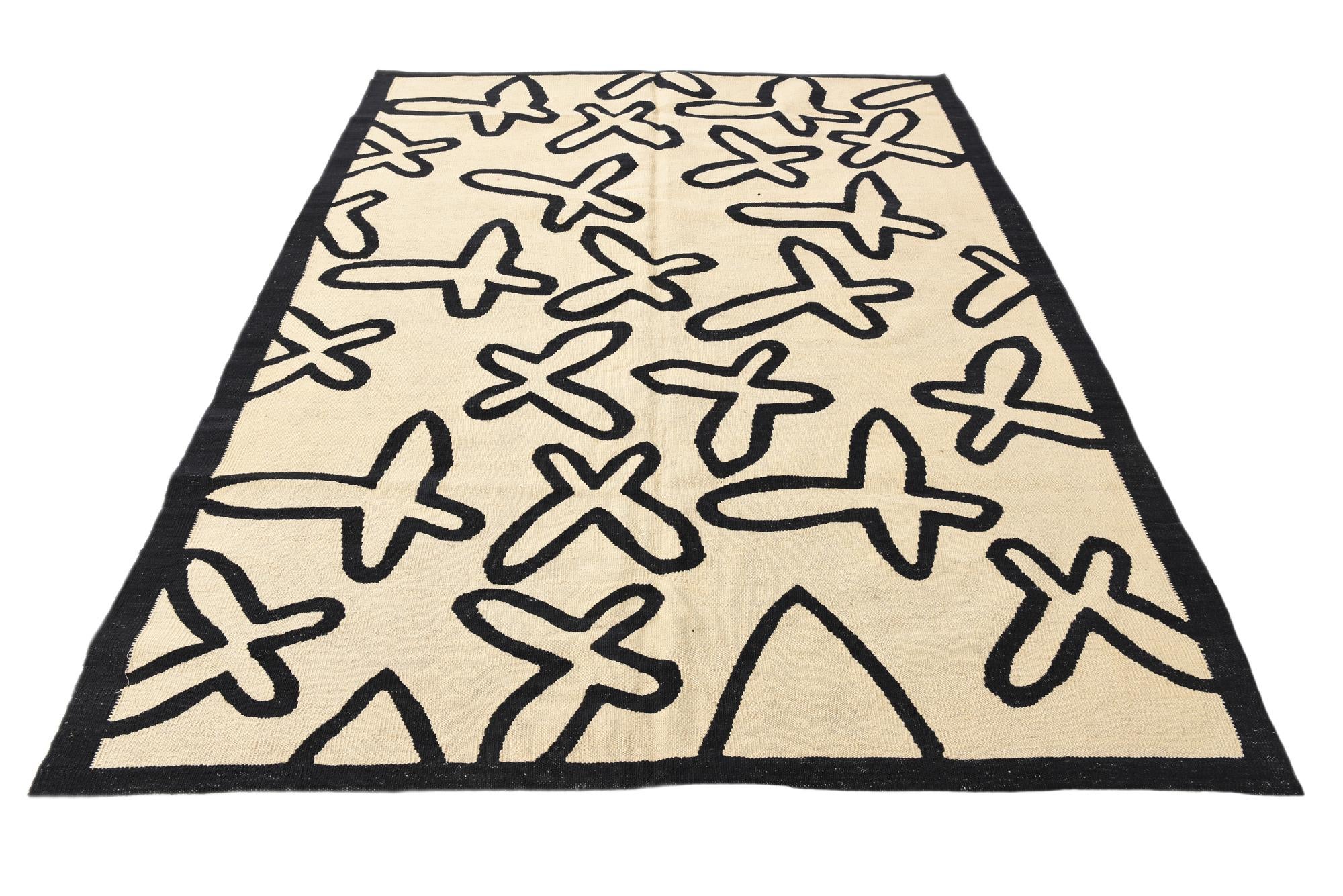 5' 2 x 6' 5 Hand Woven Kilim Modern Wool Rug