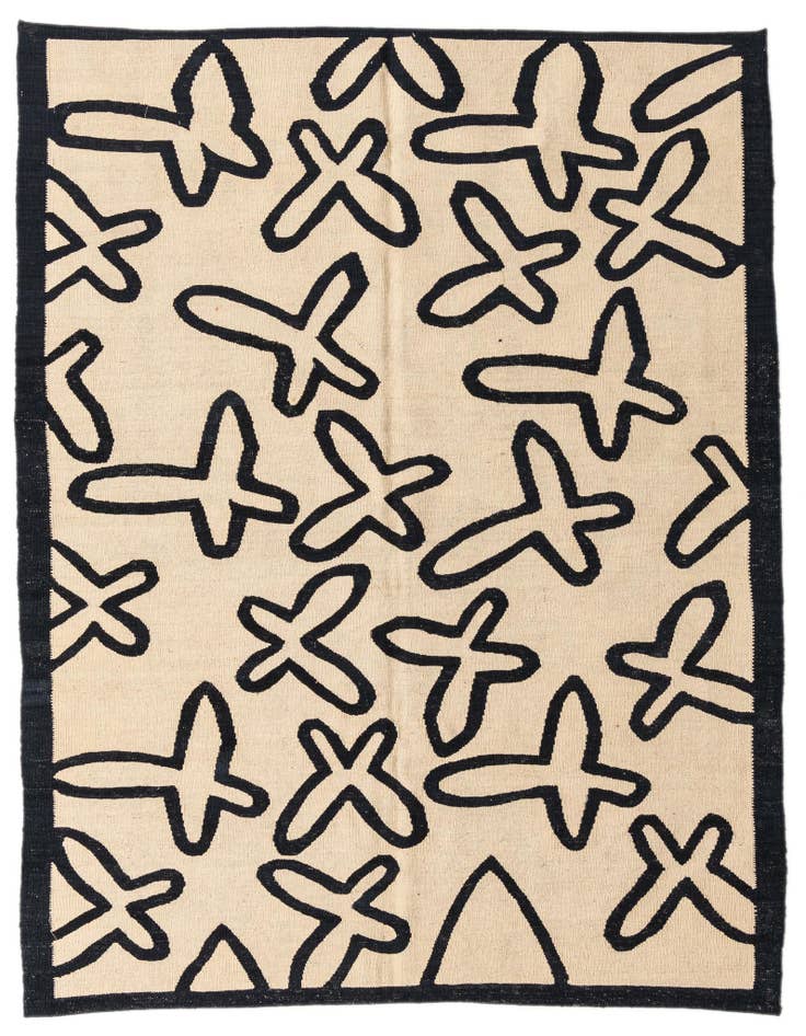 Detail image of 5' 2 x 6' 5 Hand Woven Kilim Modern Wool Rug
