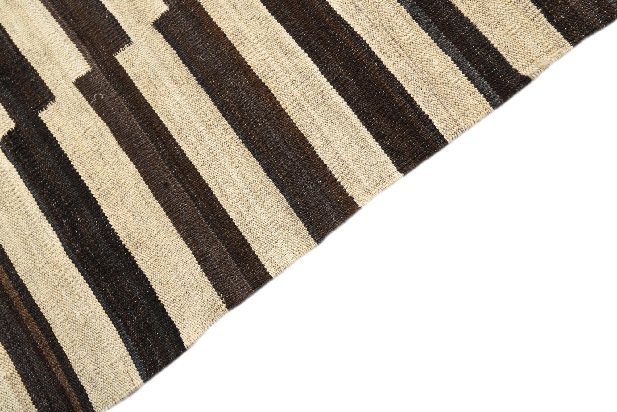 4' 3 x 5' 8 Hand Woven Kilim Modern Wool Rug