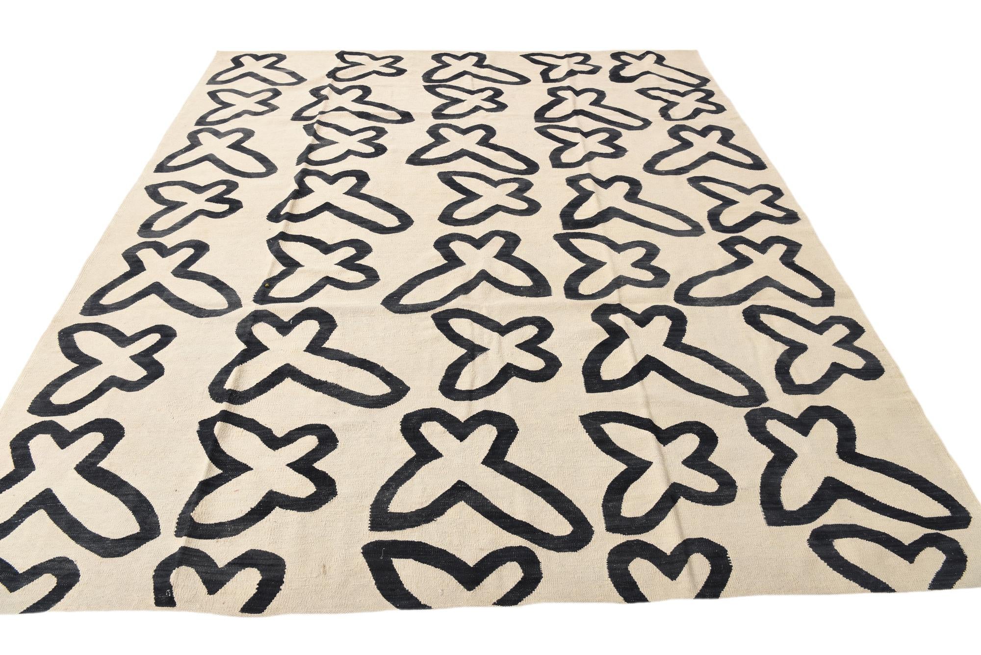 8' 5 x 9' 6 Hand Woven Kilim Modern Wool Rug