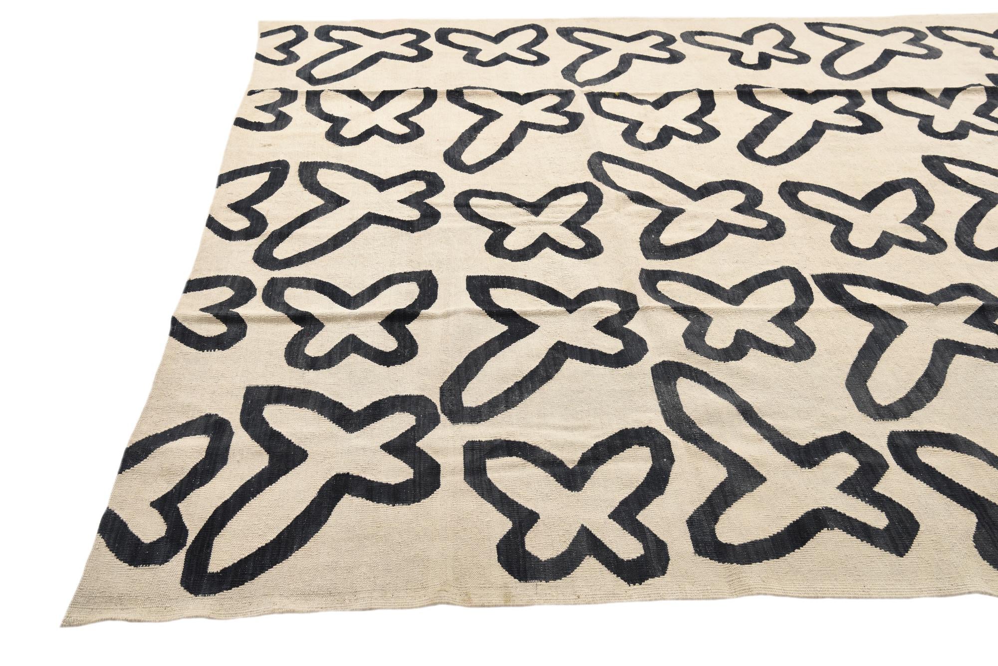 8' 5 x 9' 6 Hand Woven Kilim Modern Wool Rug
