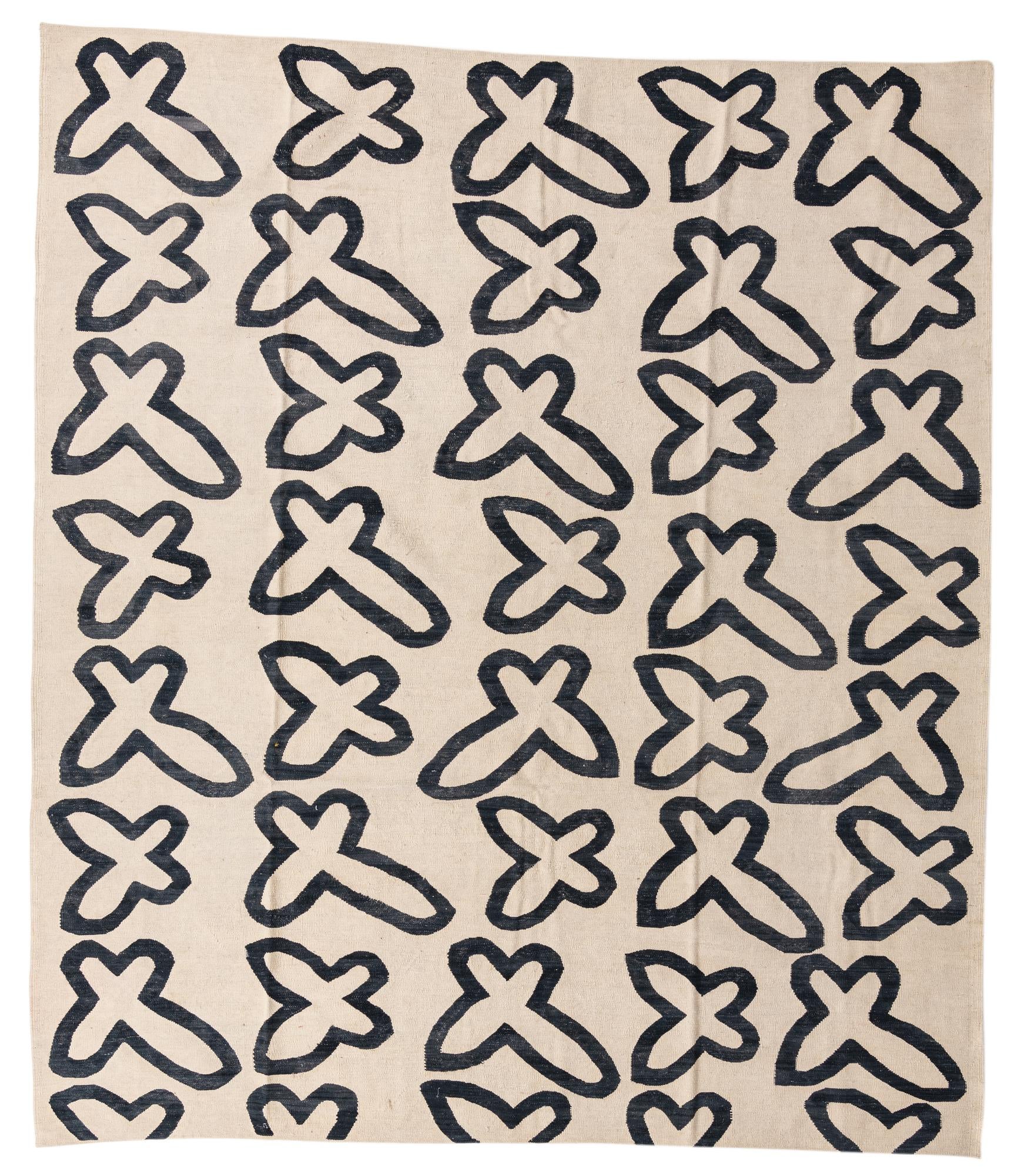 8' 5 x 9' 6 Hand Woven Kilim Modern Wool Rug
