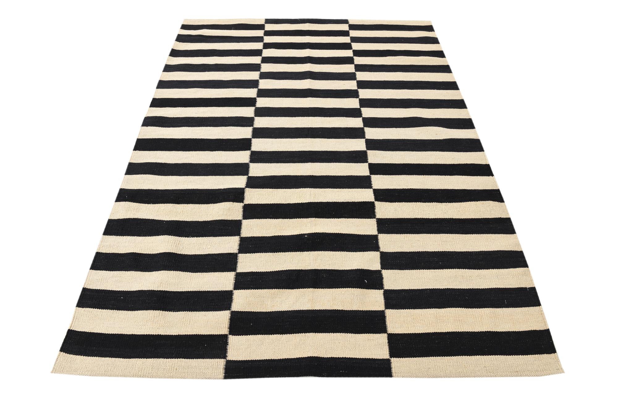 4' 2 x 5' 10 Hand Woven Kilim Modern Wool Rug