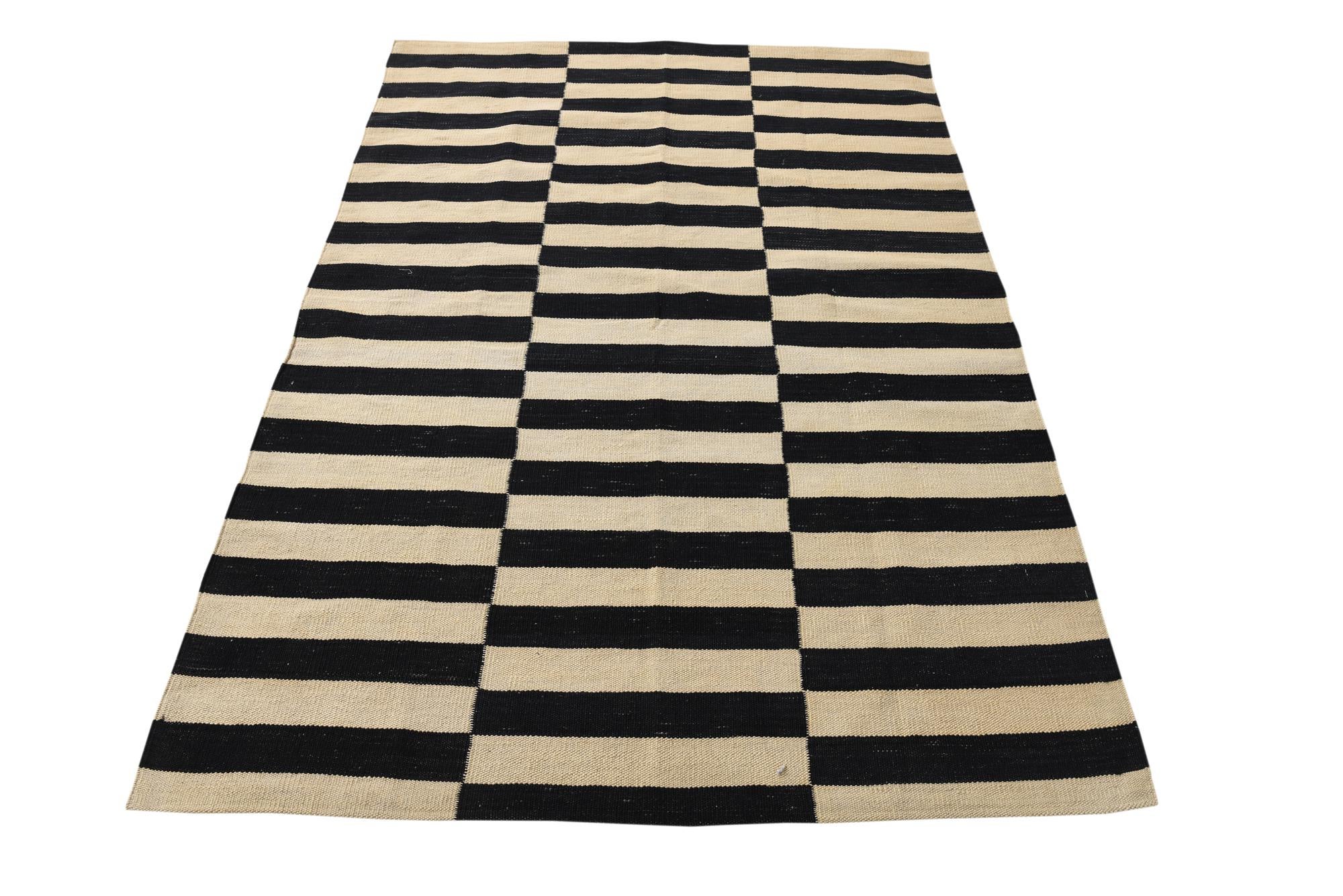 4' 2 x 5' 10 Hand Woven Kilim Modern Wool Rug