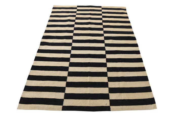 4' 2 x 5' 10 Hand Woven Kilim Modern Wool Rug