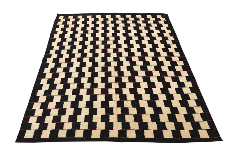 Detail image of 5' 2 x 6' 3 Hand Woven Kilim Modern Wool Rug