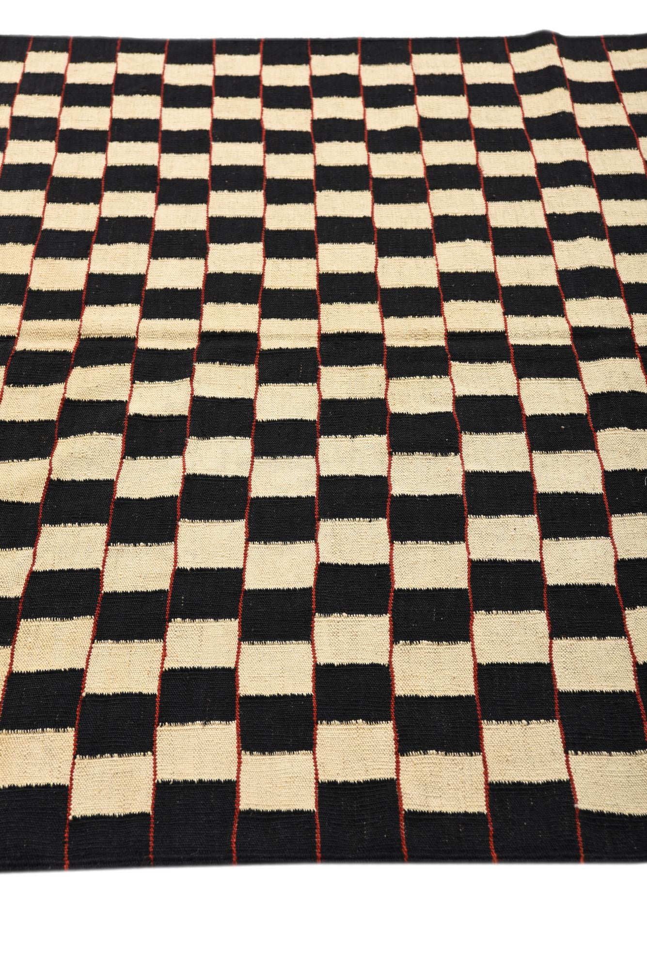 5' 2 x 6' 3 Hand Woven Kilim Modern Wool Rug