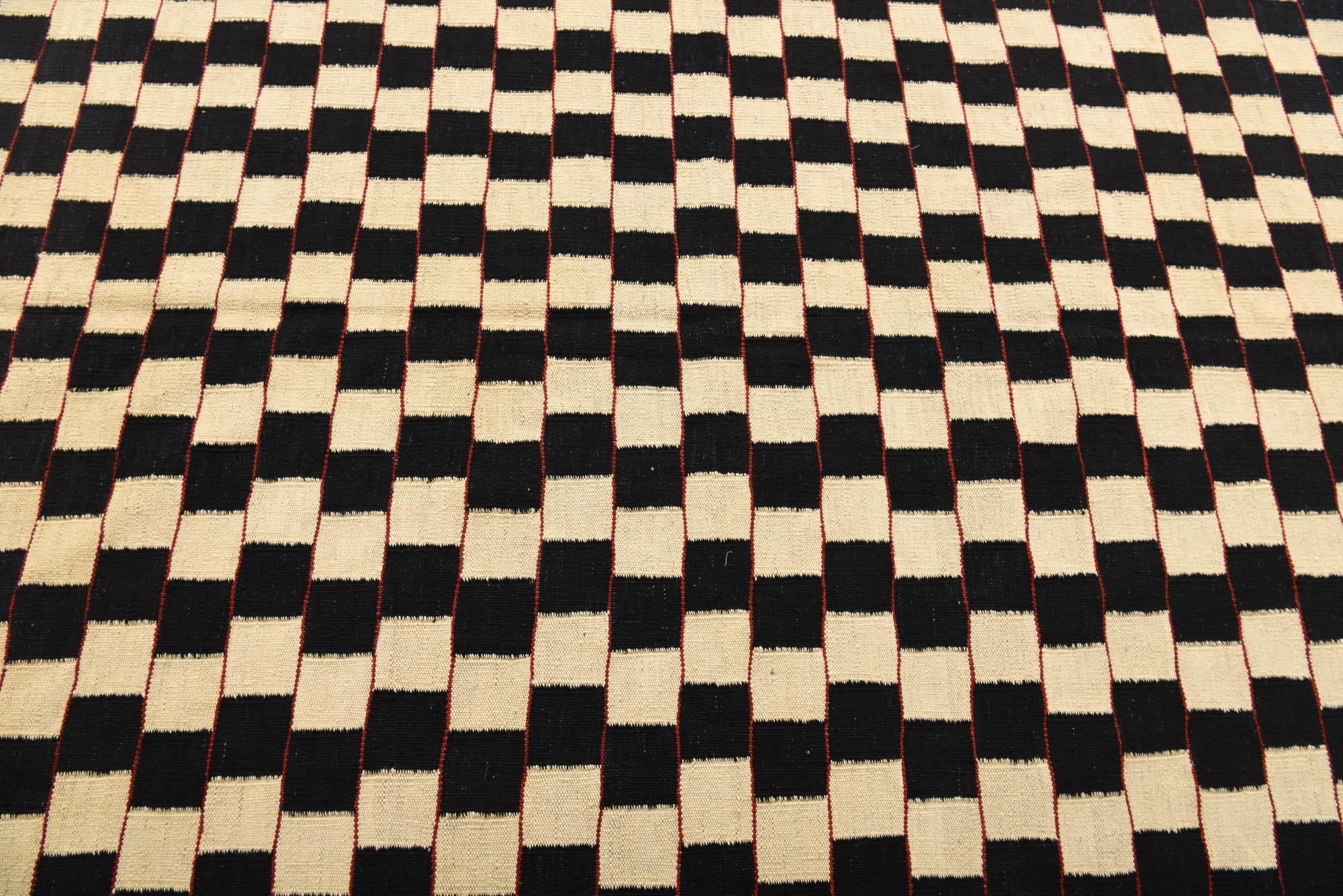 5' 2 x 6' 3 Hand Woven Kilim Modern Wool Rug