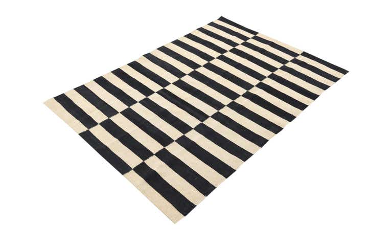 3' 4 x 4' 11 Hand Woven Kilim Modern Wool Rug