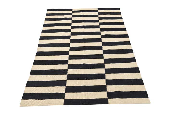 3' 4 x 4' 11 Hand Woven Kilim Modern Wool Rug