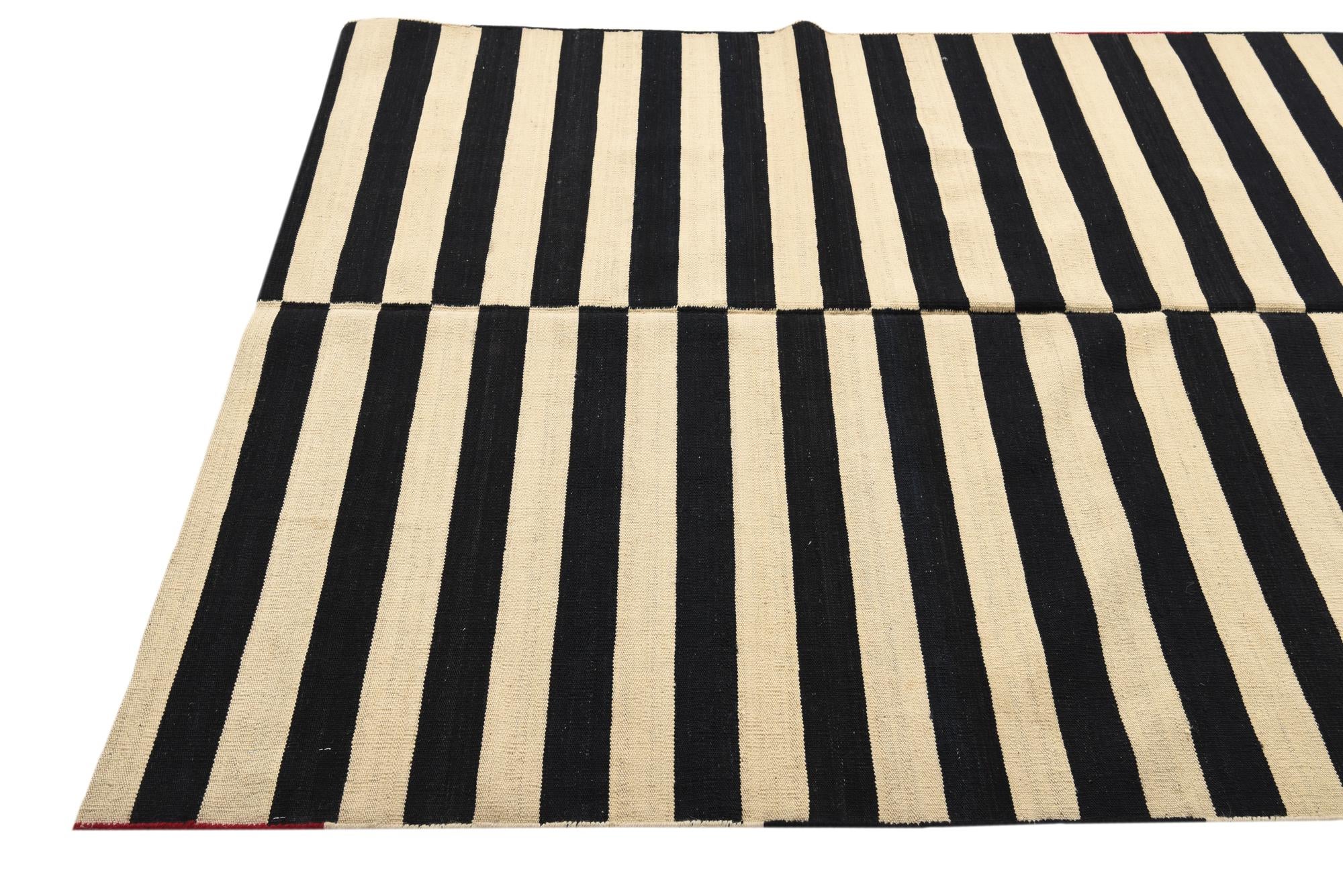 5' 2 x 6' 6 Hand Woven Kilim Modern Wool Rug