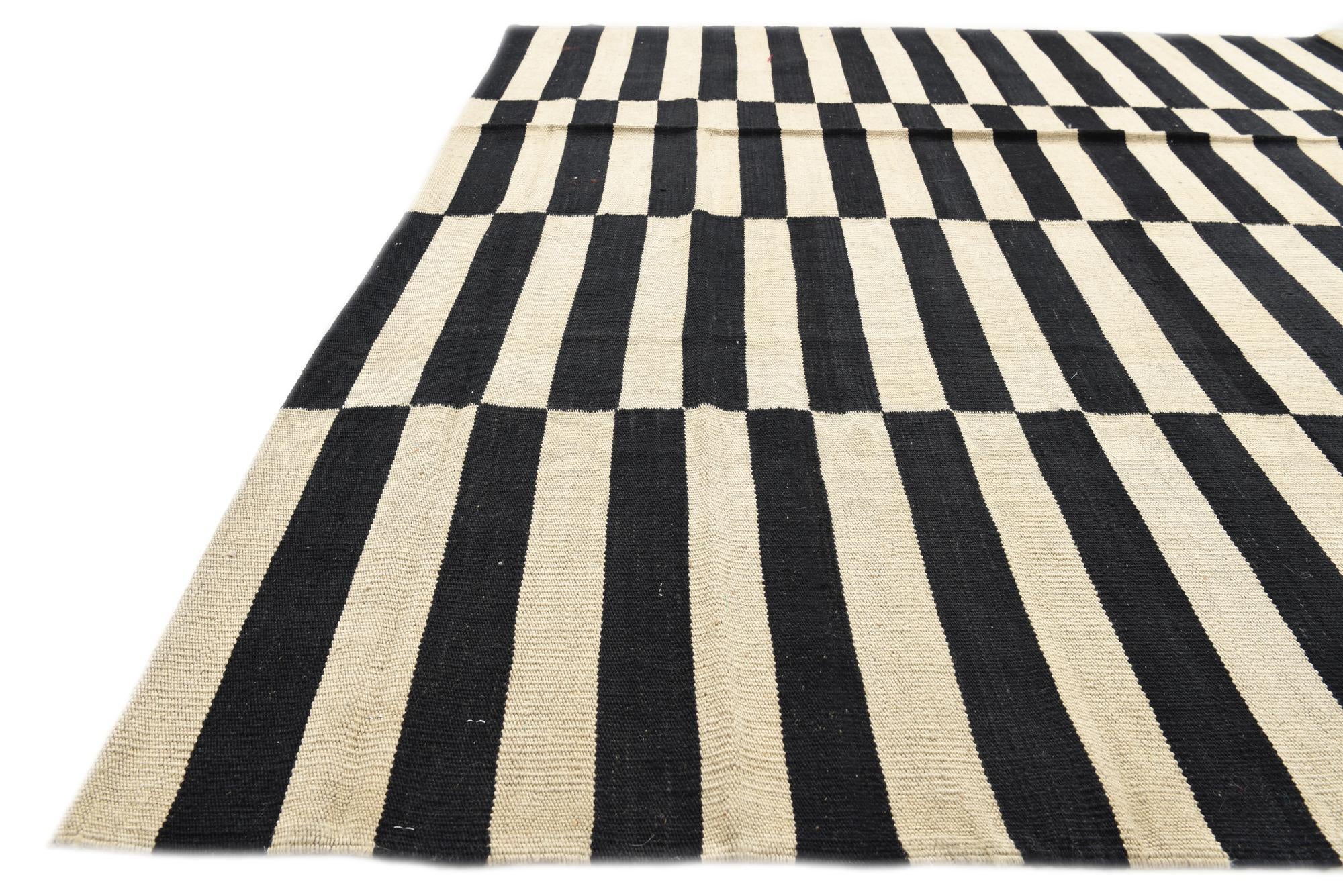 5' 7 x 7' 9 Hand Woven Kilim Modern Wool Rug