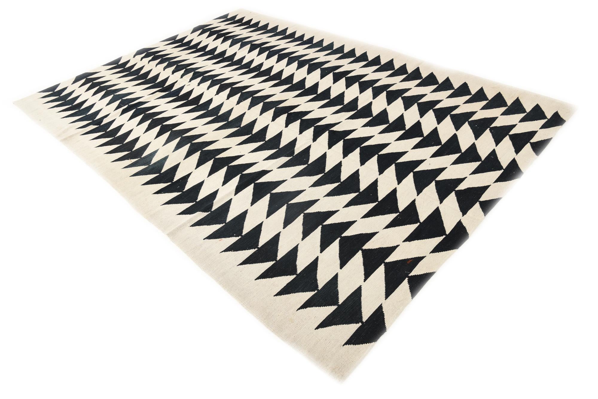 6' 7 x 9' 4 Hand Woven Kilim Modern Wool Rug