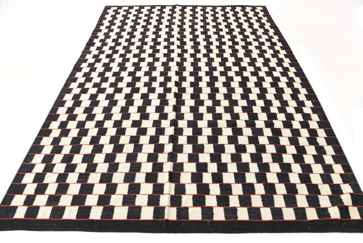 6' 9 x 9' 5 Hand Woven Kilim Modern Wool Rug