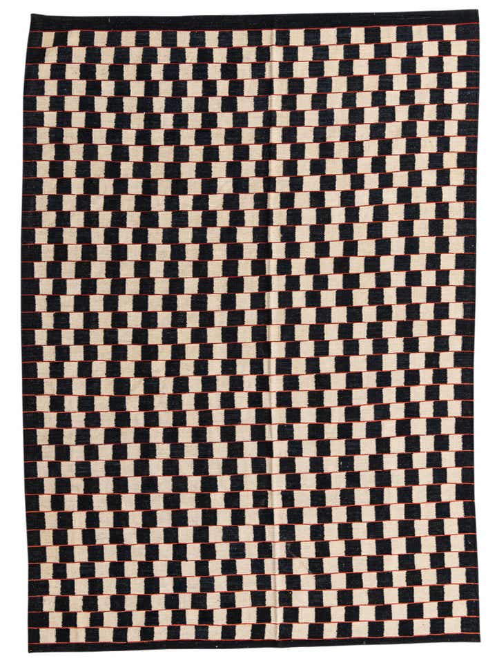 6' 9 x 9' 5 Hand Woven Kilim Modern Wool Rug