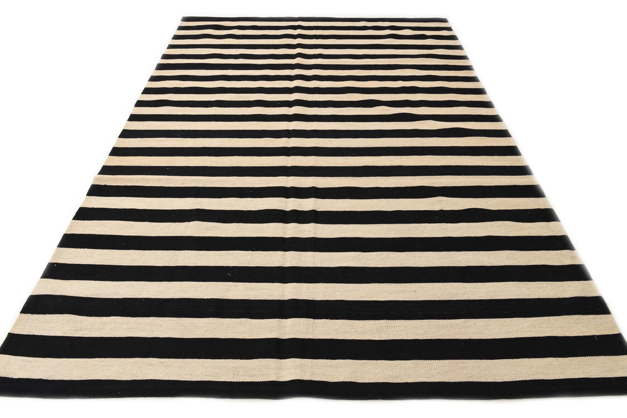 6' 7 x 9' 8 Hand Woven Kilim Modern Wool Rug