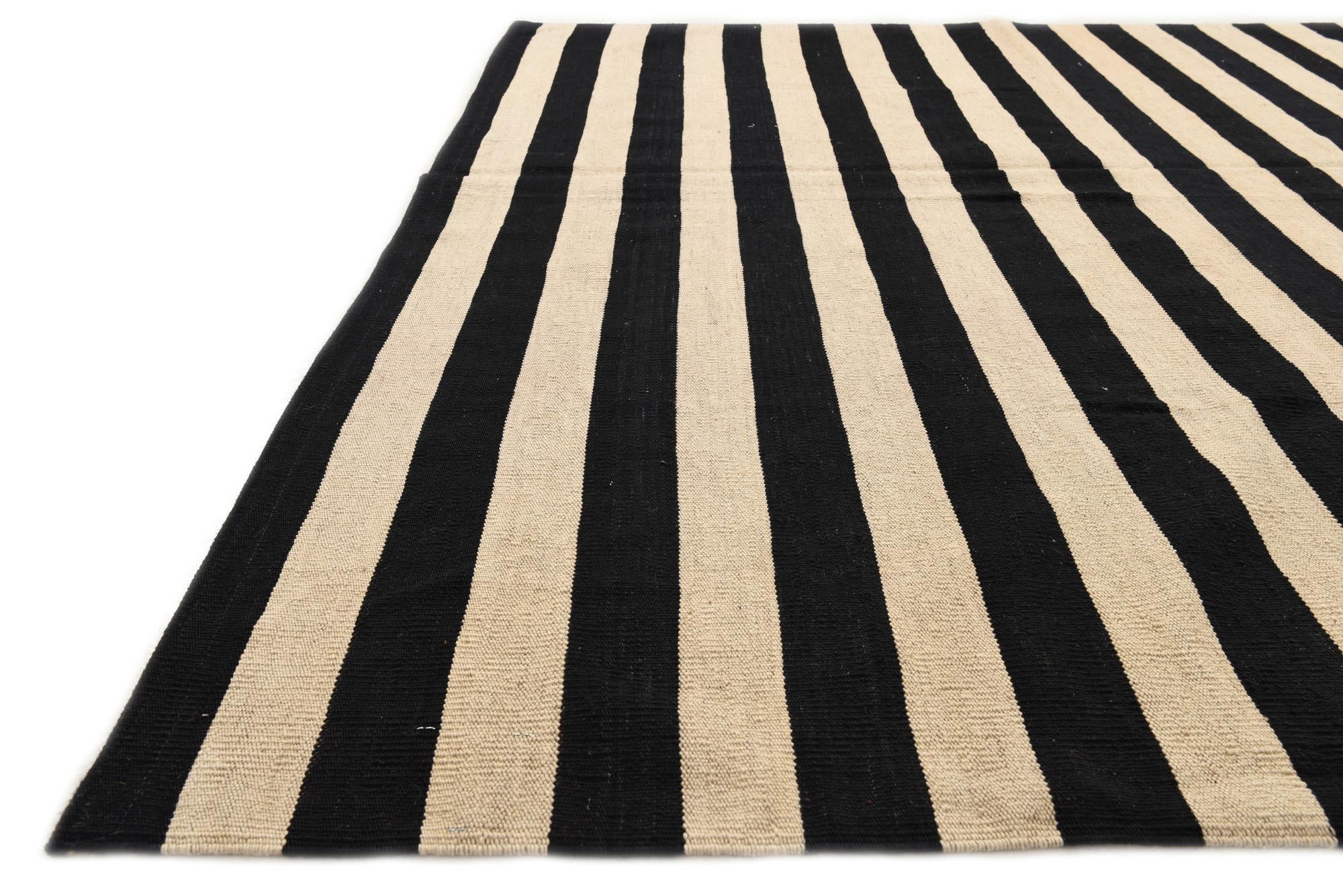 6' 7 x 9' 8 Hand Woven Kilim Modern Wool Rug