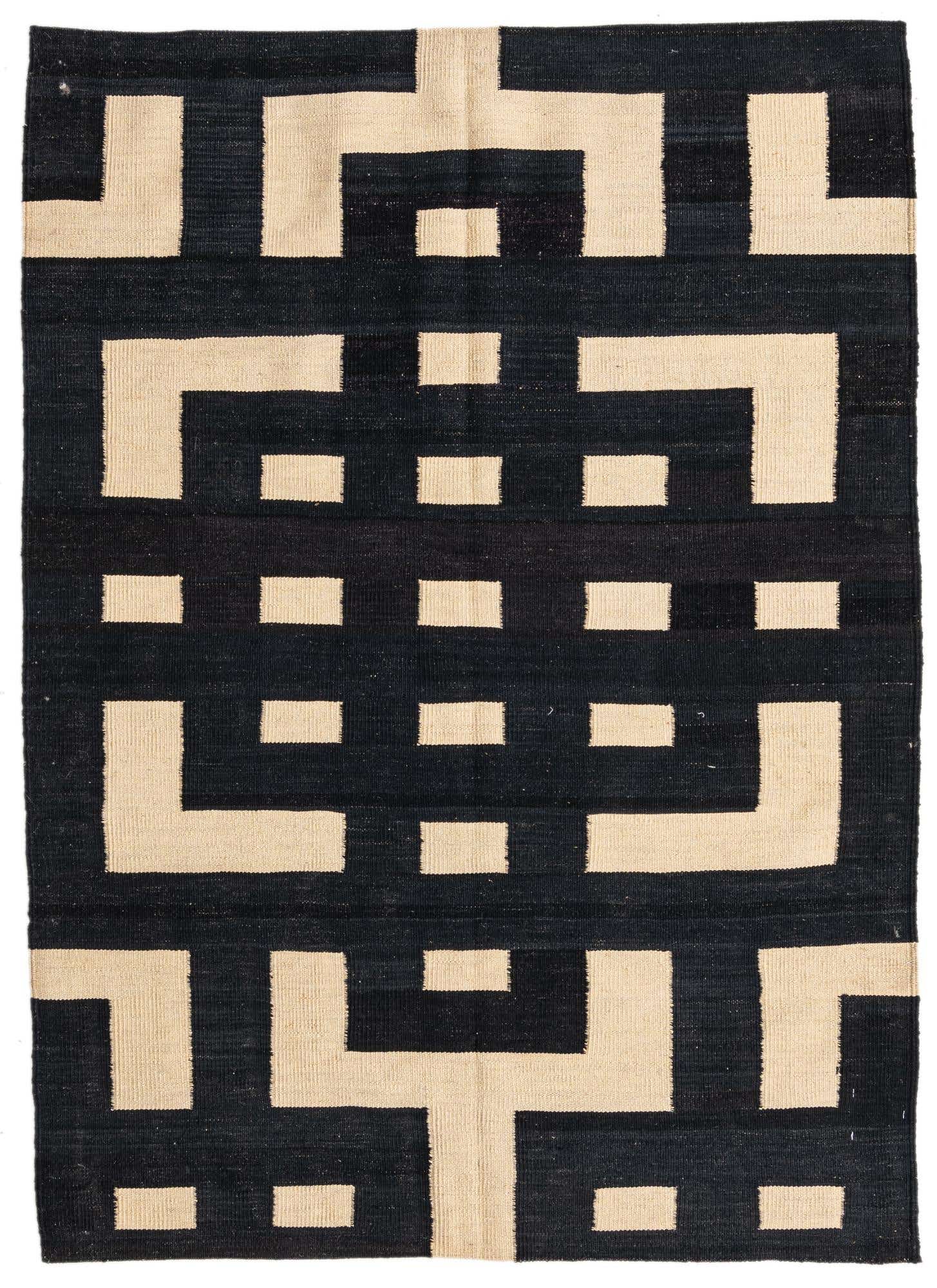 4' 4 x 6' Hand Woven Kilim Modern Wool Rug
