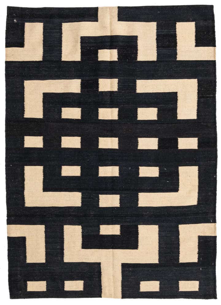 4' 4 x 6' Hand Woven Kilim Modern Wool Rug