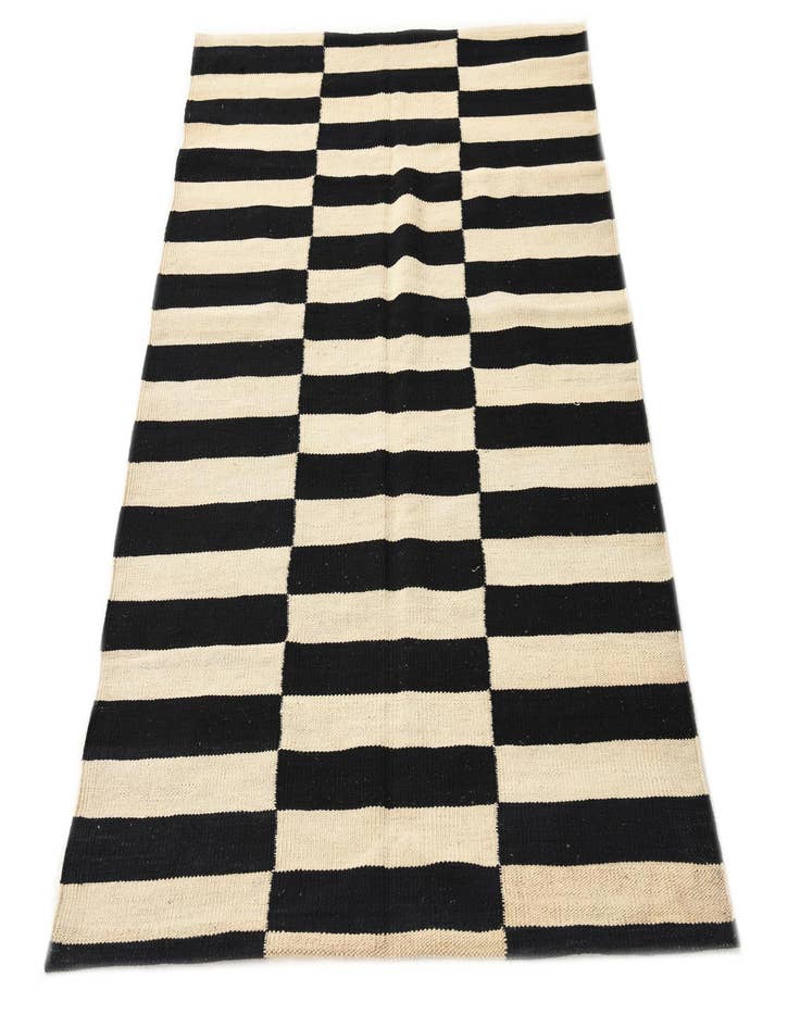 Detail image of 3' 4 x 4' 9  Hand Woven Kilim Modern Wool Rug