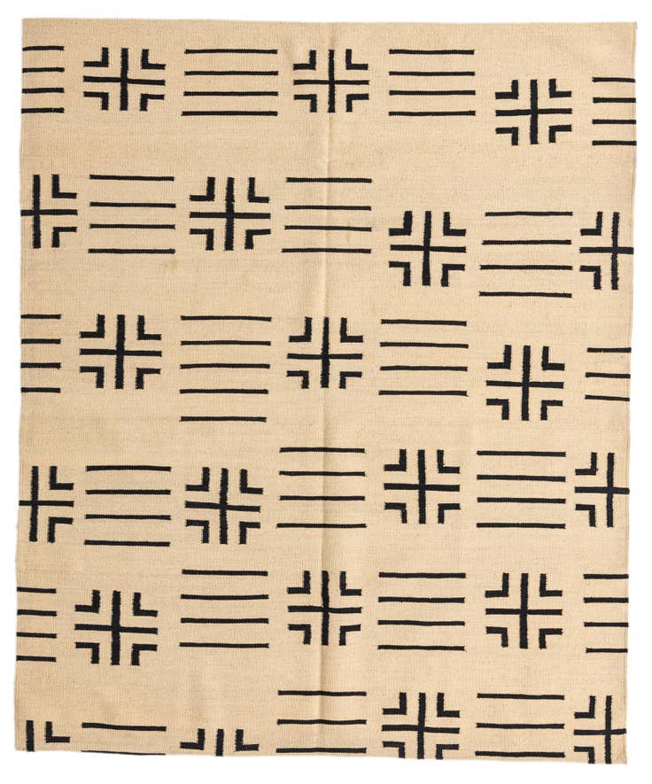 Detail image of 5' 5 x 6' 6 Hand Woven Kilim Modern Wool Rug