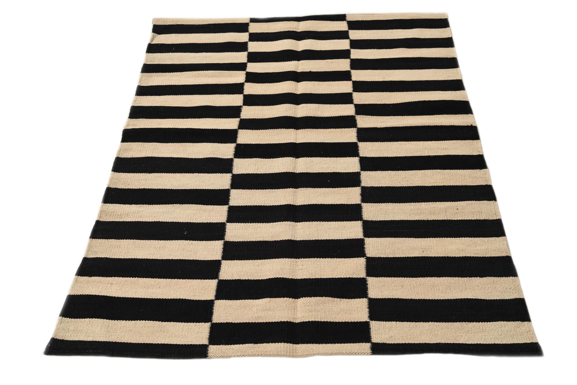 3' 3 x 4' 9 Hand Woven Kilim Modern Wool Rug