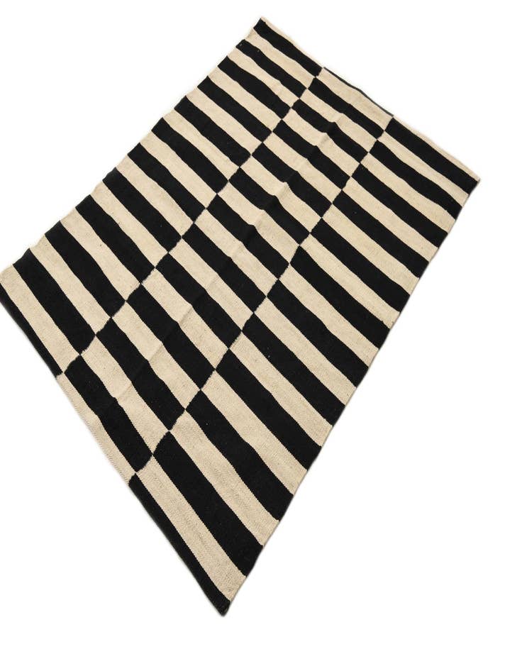 Detail image of 3' 5 x 4' 7  Hand Woven Kilim Modern Wool Rug