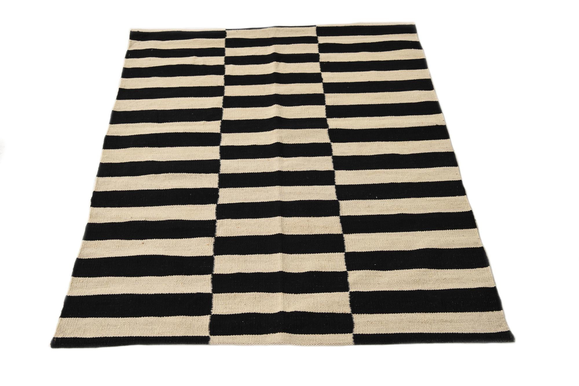 3' 5 x 4' 7 Hand Woven Kilim Modern Wool Rug