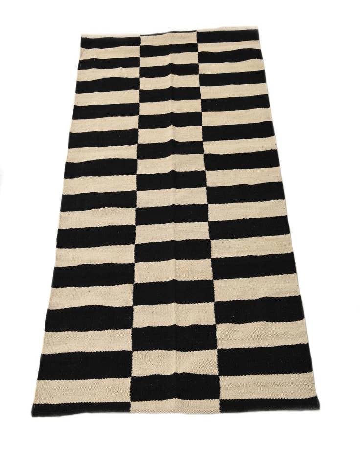 Detail image of 3' 5 x 4' 7  Hand Woven Kilim Modern Wool Rug