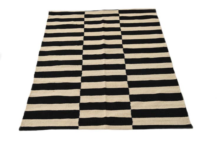 Detail image of 3' 5 x 4' 7 Hand Woven Kilim Modern Wool Rug