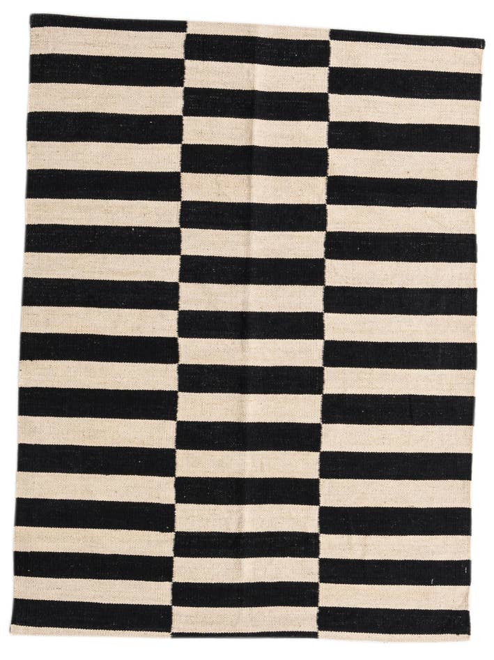 Detail image of 3' 5 x 4' 7 Hand Woven Kilim Modern Wool Rug