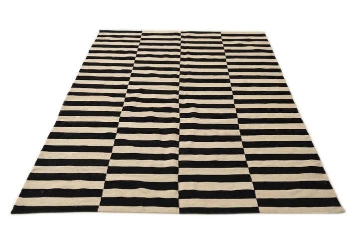 5' 7 x 7' 9 Hand Woven Kilim Modern Wool Rug