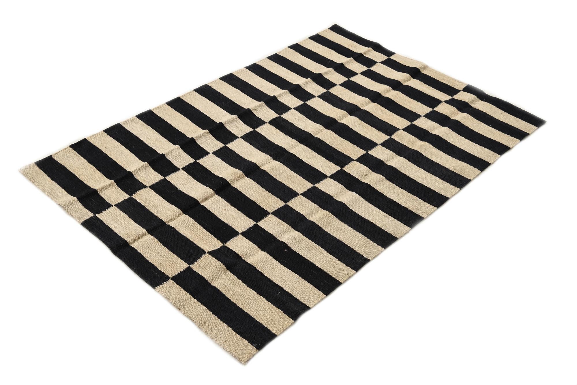 3' 3 x 4' 11 Hand Woven Kilim Modern Wool Rug