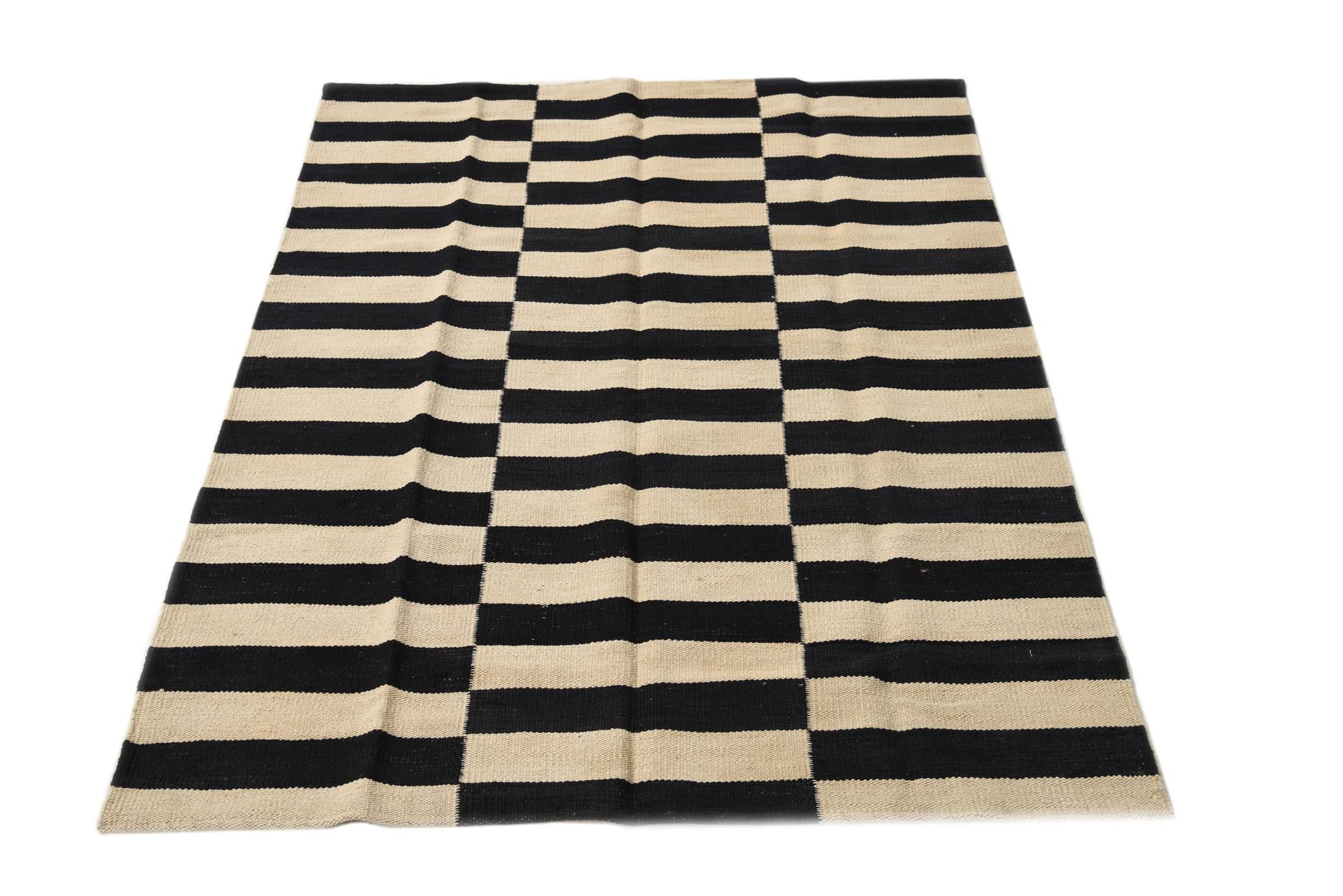 3' 3 x 4' 11 Hand Woven Kilim Modern Wool Rug